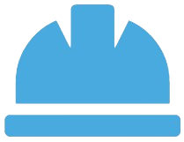 Blue hard hat icon for the skilled concrete crew at Asheville Concrete