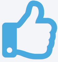 Blue thumbs up icon for happy Asheville concrete customers