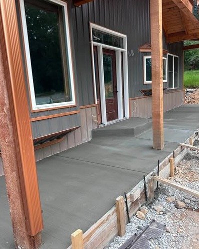 Residential concrete porch entry completed in Asheville, NC